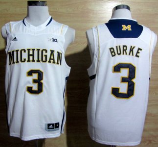 Maillot De Basket NCAA Michigan Wolverines Trey Burke 3 Big 10 Patch Basketball Authentique Blanc